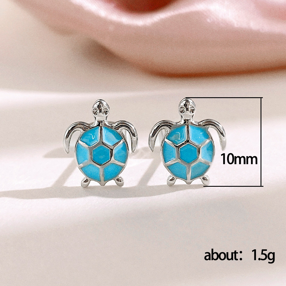 Fashion Tortoise Copper Enamel Plating Ear Studs 1 Pair display picture 6