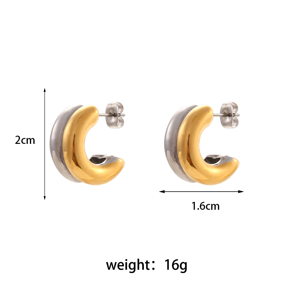 1 Paar Mode C-form Überzug Rostfreier Stahl Vergoldet Vergoldet Ohrringe display picture 1