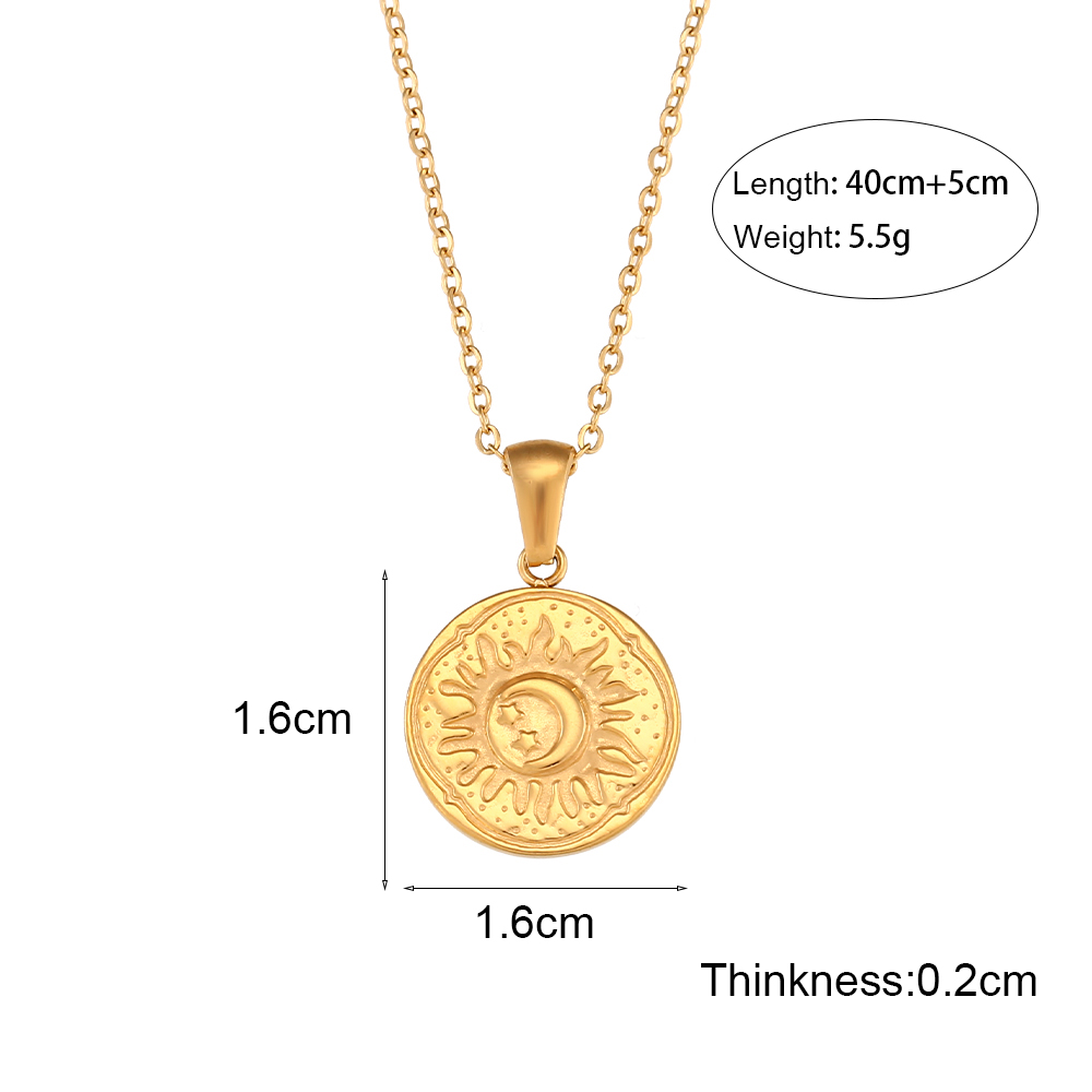 Retro Tortoise Sun Heart Shape Stainless Steel Plating Gold Plated Gold Plated Necklace display picture 10