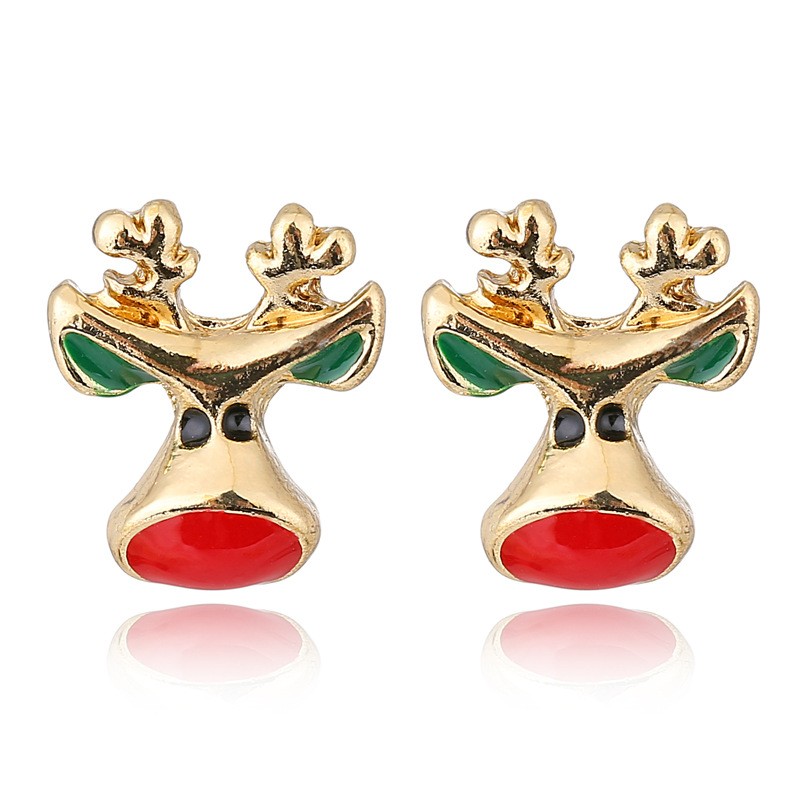 Cartoon Style Elk Alloy Enamel Rhinestones Women's Ear Studs 1 Pair display picture 8