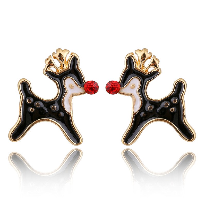 Cartoon Style Elk Alloy Enamel Rhinestones Women's Ear Studs 1 Pair display picture 12