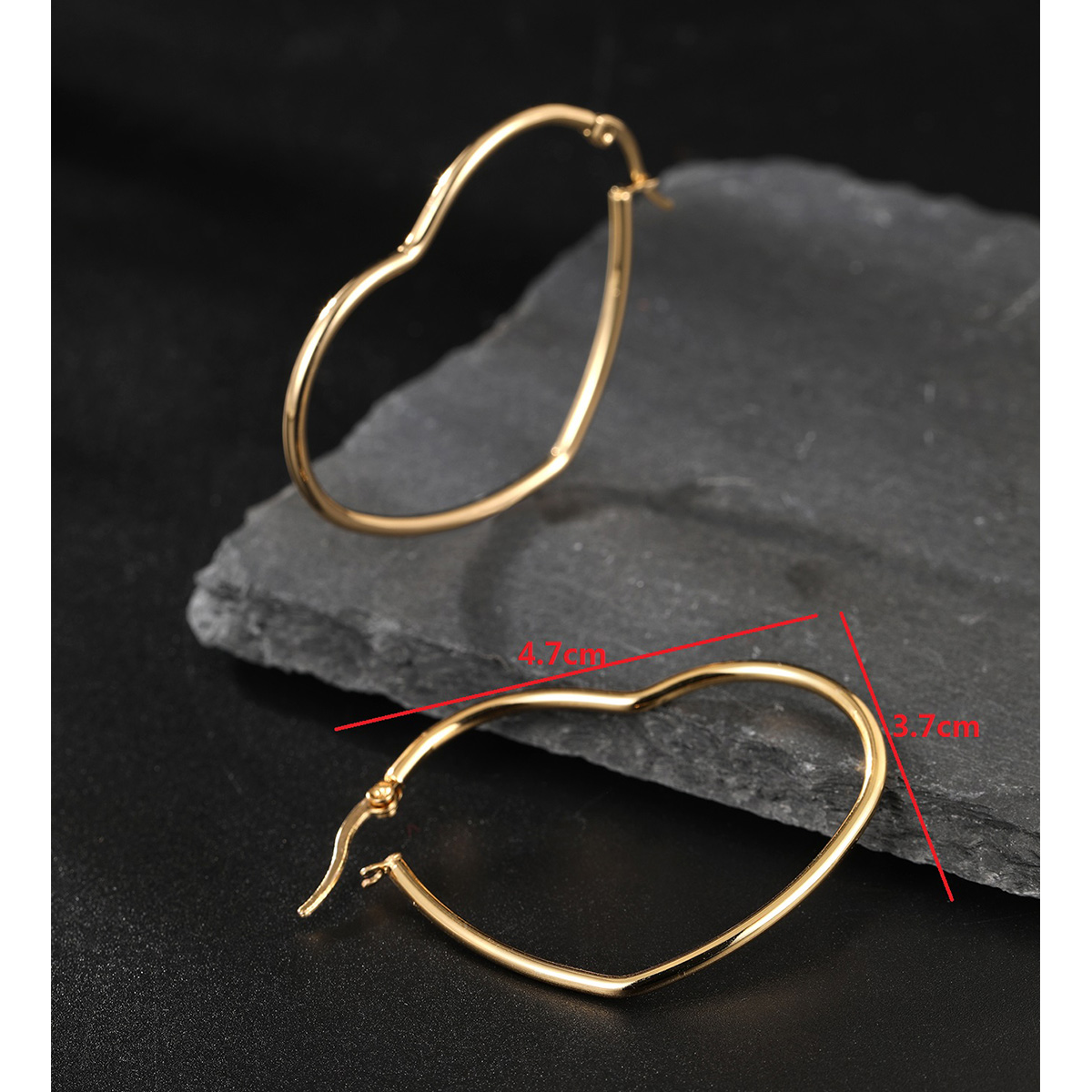 Simple Style Circle Star Heart Shape Stainless Steel Plating Hoop Earrings 1 Pair display picture 2