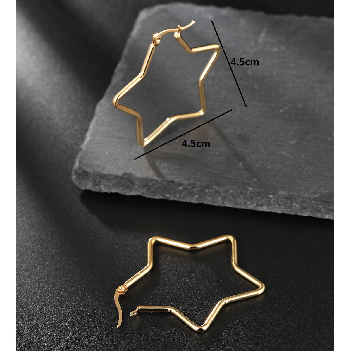 Simple Style Circle Star Heart Shape Stainless Steel Plating Hoop Earrings 1 Pair display picture 8