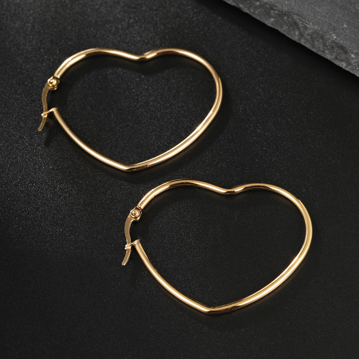 Simple Style Circle Star Heart Shape Stainless Steel Plating Hoop Earrings 1 Pair display picture 6