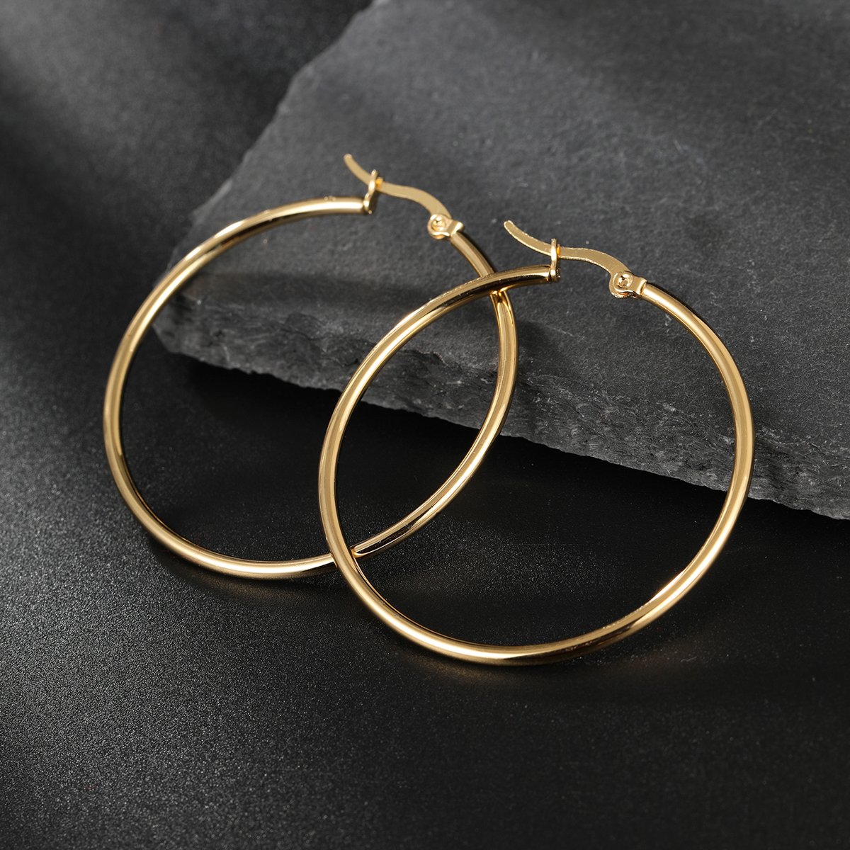 Simple Style Circle Star Heart Shape Stainless Steel Plating Hoop Earrings 1 Pair display picture 19