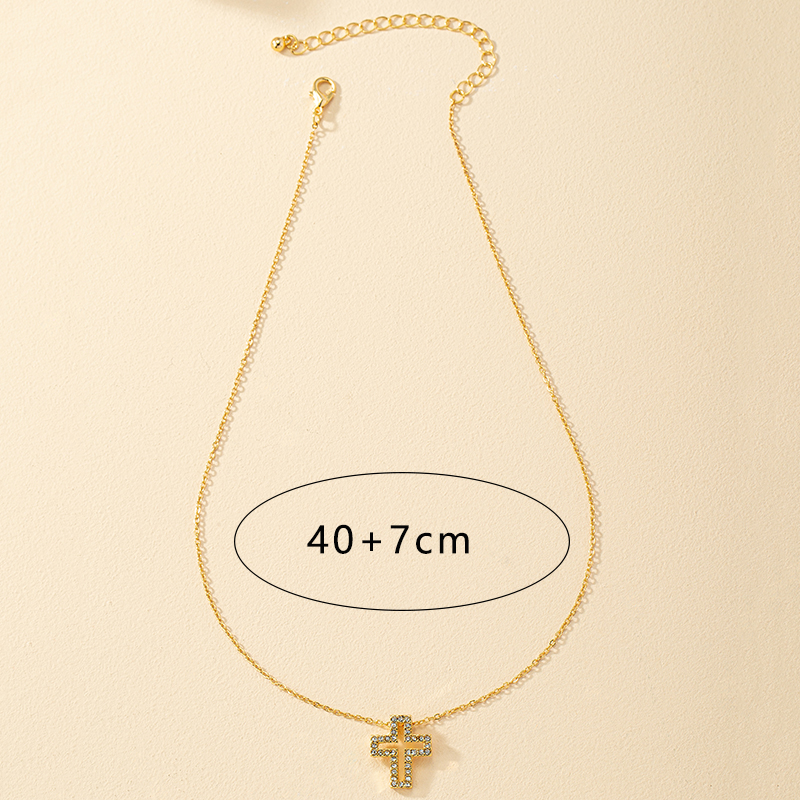 1 Piece Simple Style Cross Alloy Plating Rhinestones Women's Pendant Necklace display picture 6
