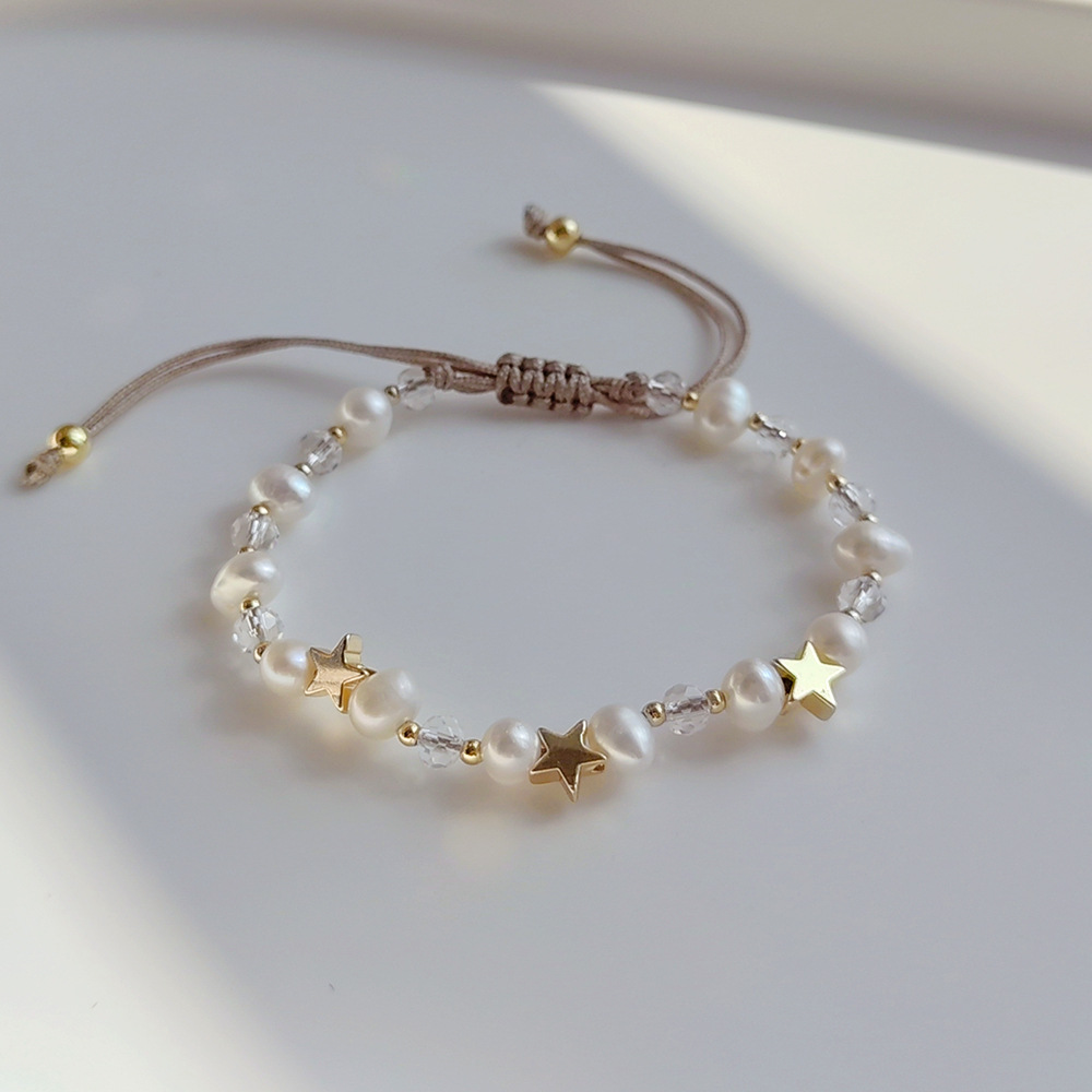 Mode Pentagramm Herzform Blume Perle Kupfer Perlen Überzug Armbänder 1 Stück display picture 4