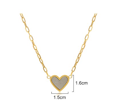 Mode Herzform Titan Stahl Eingelegtes Gold Halskette Mit Anhänger 1 Stück display picture 3
