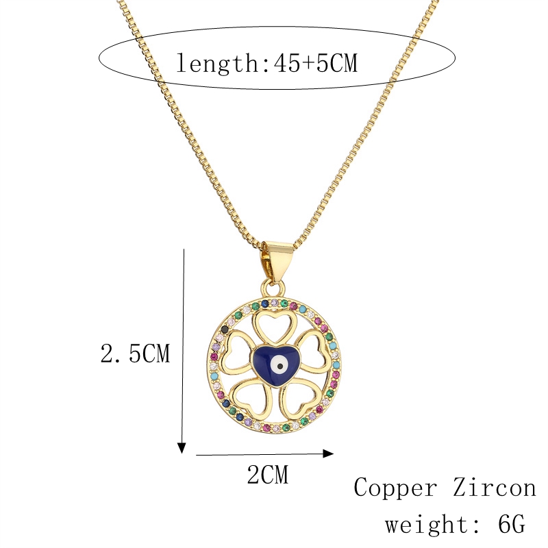 Streetwear Flower Copper Enamel Plating Inlay Zircon Gold Plated Pendant Necklace display picture 1