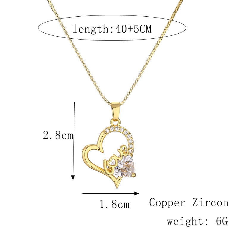 Fashion Heart Shape Butterfly Copper Enamel Plating Inlay Zircon Pendant Necklace 1 Piece display picture 4