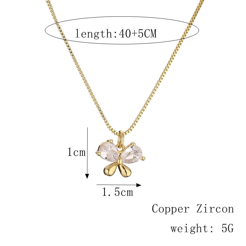 Fashion Heart Shape Butterfly Copper Enamel Plating Inlay Zircon Pendant Necklace 1 Piece display picture 2