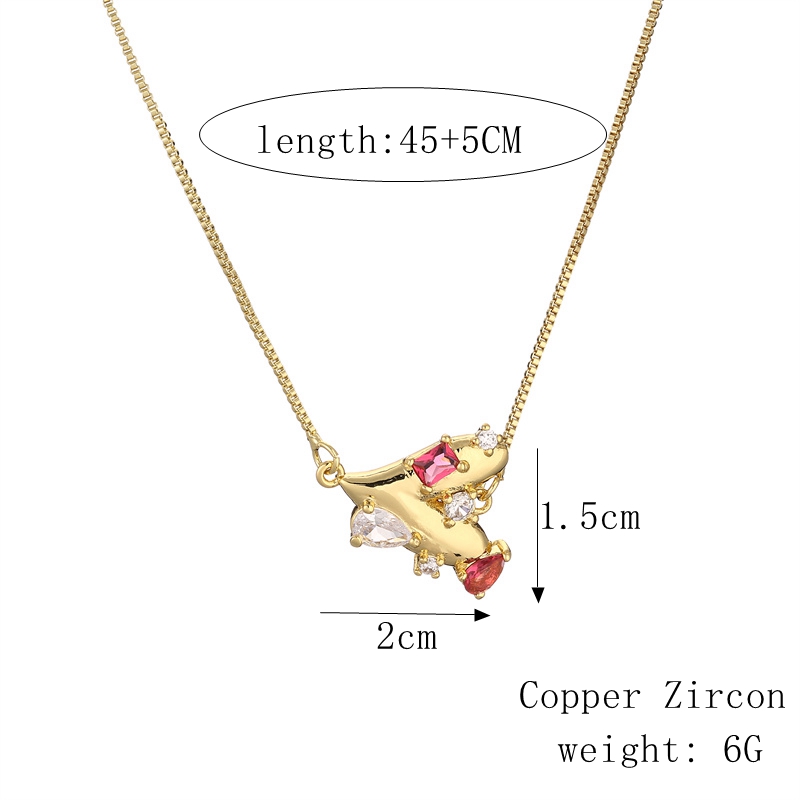 Fashion Heart Shape Wine Glass Copper Enamel Plating Inlay Zircon Pendant Necklace 1 Piece display picture 2