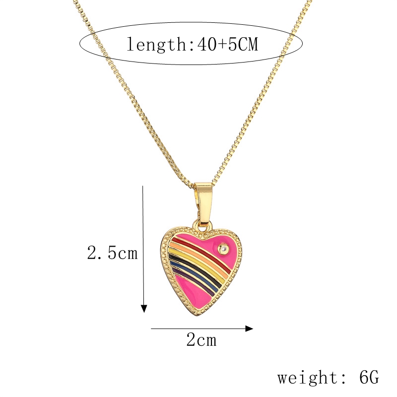 Fashion Rainbow Star Heart Shape Copper Enamel Inlay Zircon Pendant Necklace 1 Piece display picture 3