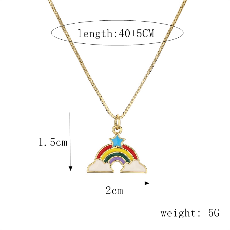 Fashion Rainbow Star Heart Shape Copper Enamel Inlay Zircon Pendant Necklace 1 Piece display picture 1