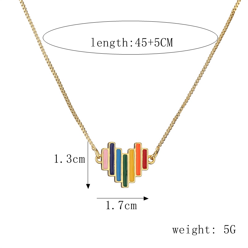 Fashion Rainbow Star Heart Shape Copper Enamel Inlay Zircon Pendant Necklace 1 Piece display picture 2