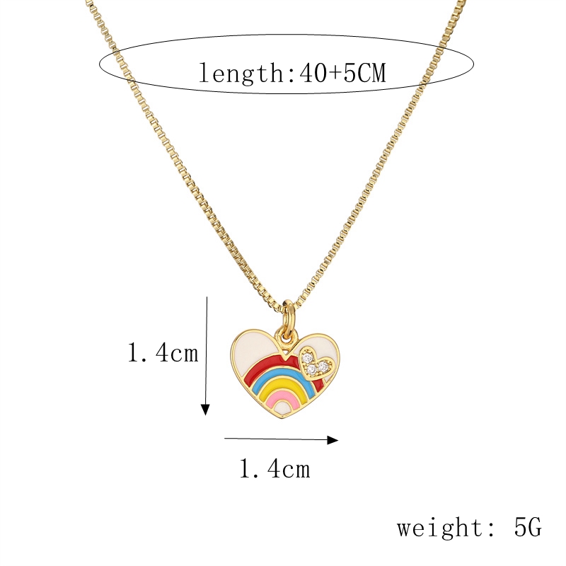 Fashion Rainbow Star Heart Shape Copper Enamel Inlay Zircon Pendant Necklace 1 Piece display picture 5