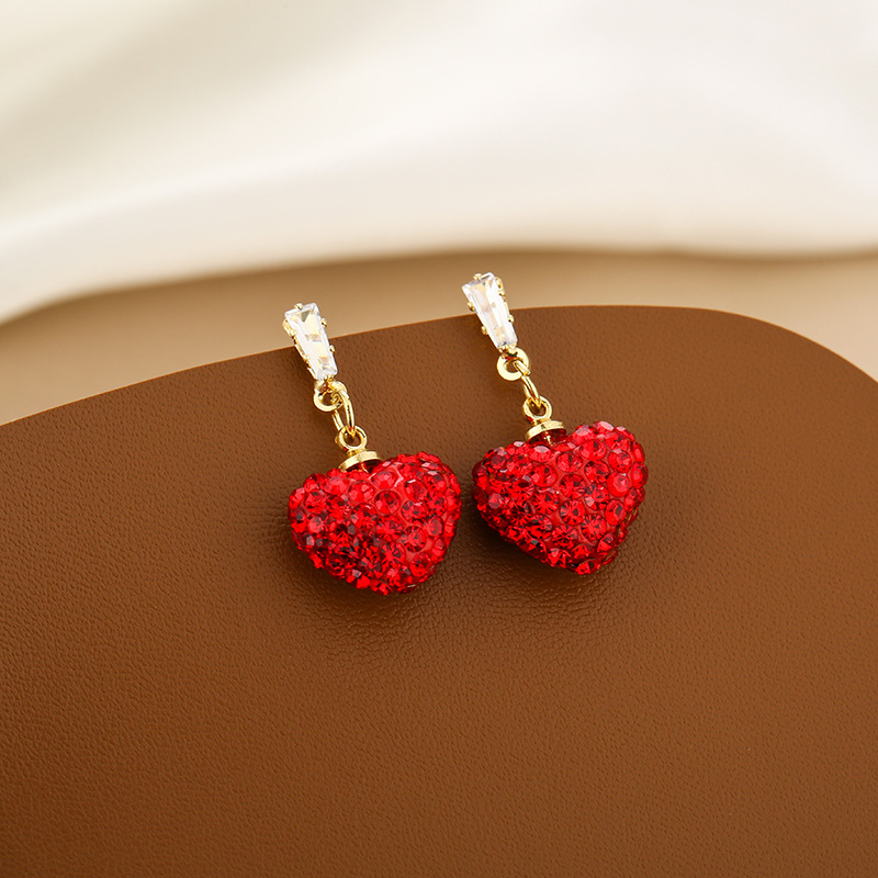 1 Pair French Style Simple Style Heart Shape Alloy Drop Earrings display picture 1