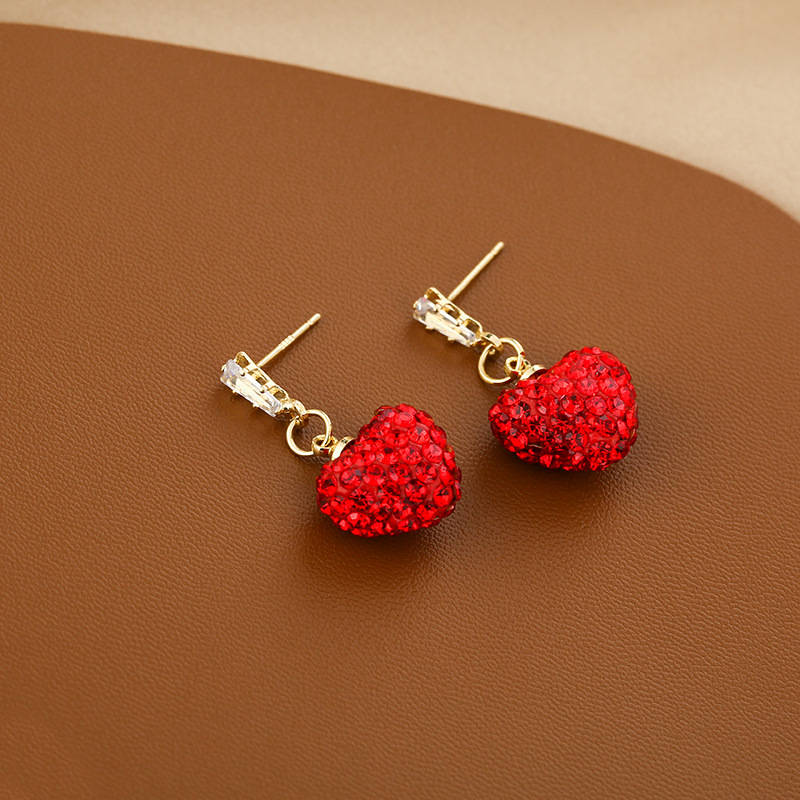 1 Pair French Style Simple Style Heart Shape Alloy Drop Earrings display picture 4
