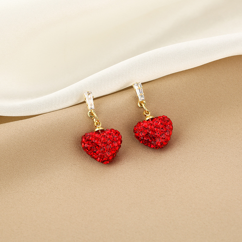 1 Pair French Style Simple Style Heart Shape Alloy Drop Earrings display picture 2