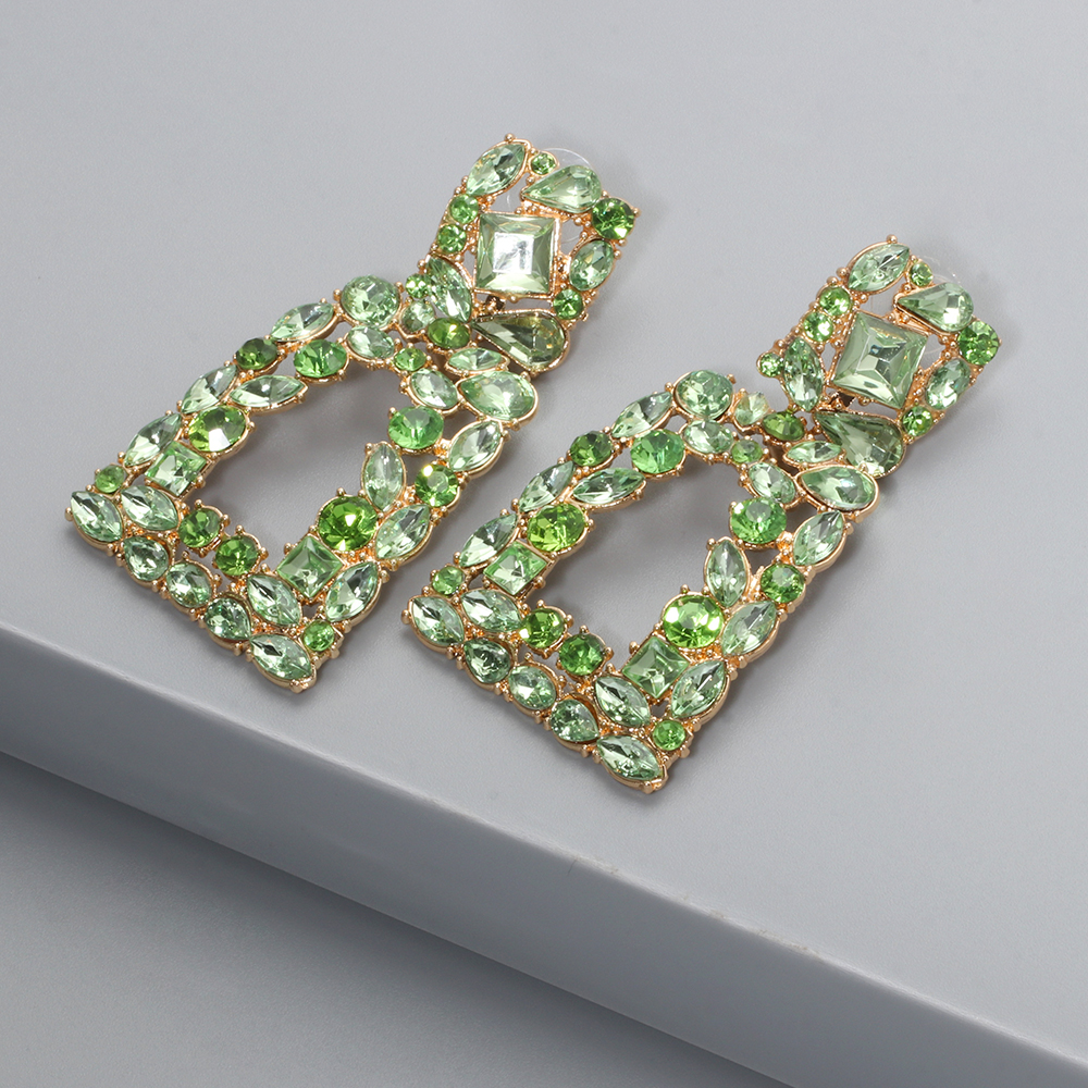 1 Pair Fashion Trapezoid Alloy Hollow Out Rhinestones Women's Chandelier Earrings Drop Earrings display picture 8