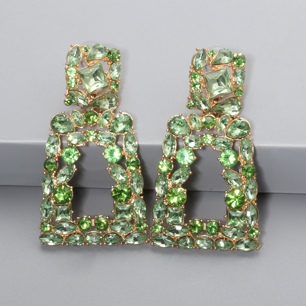 1 Pair Fashion Trapezoid Alloy Hollow Out Rhinestones Women's Chandelier Earrings Drop Earrings display picture 10