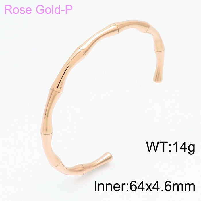 Simple Style C Shape Bamboo Stainless Steel 18K Gold Plated Bangle In Bulk display picture 4