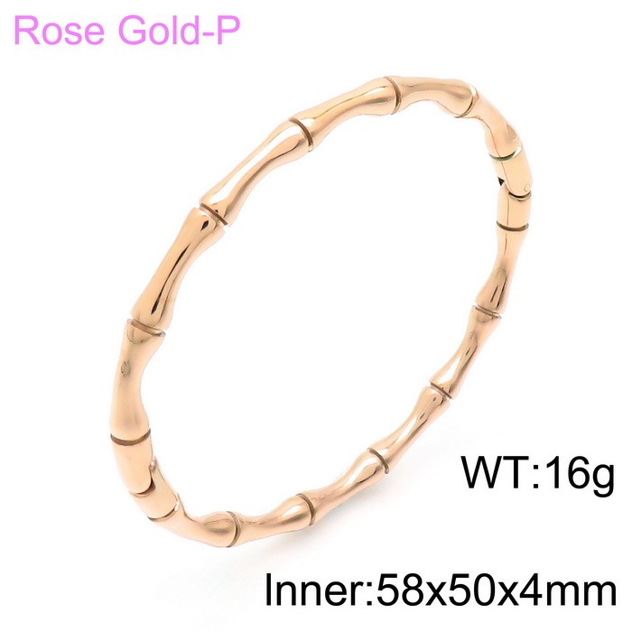 Simple Style C Shape Bamboo Stainless Steel 18K Gold Plated Bangle In Bulk display picture 6