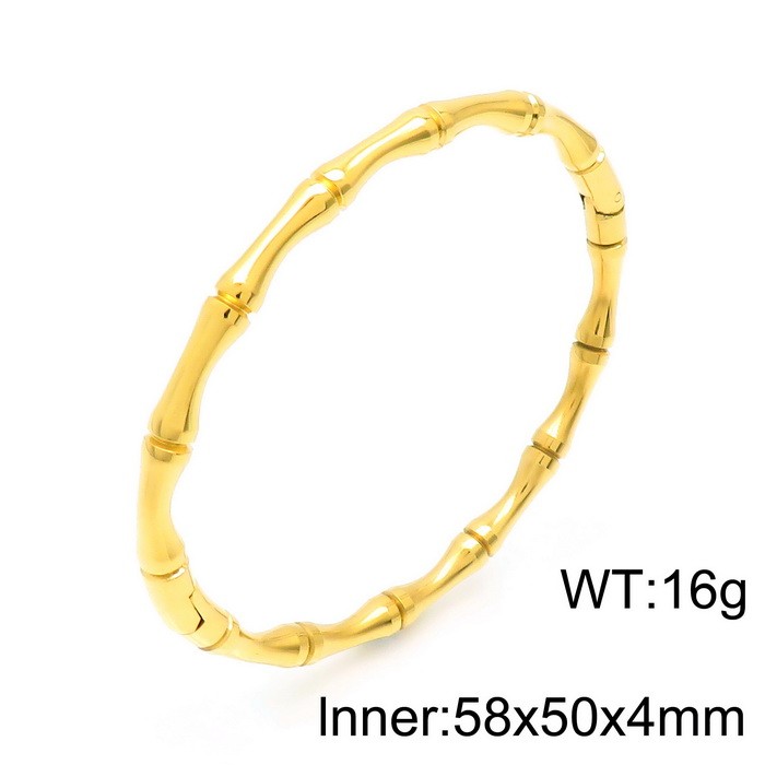 Simple Style C Shape Bamboo Stainless Steel 18K Gold Plated Bangle In Bulk display picture 8