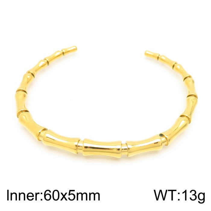 Simple Style C Shape Bamboo Stainless Steel 18K Gold Plated Bangle In Bulk display picture 1
