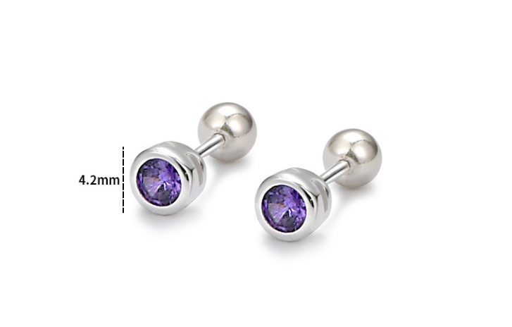 Simple Style Round Silver Plating Inlay Zircon Ear Studs 1 Pair display picture 4