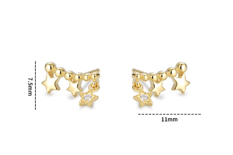 Simple Style Star Silver Inlay Zircon Ear Studs 1 Pair display picture 5