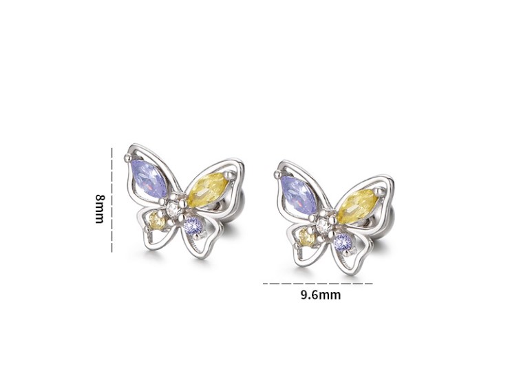 Fashion Butterfly Silver Plating Hollow Out Inlay Zircon Ear Studs 1 Pair display picture 5