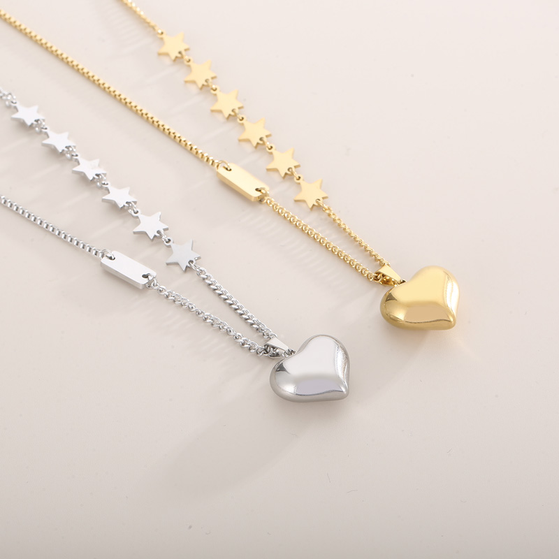 Fashion Star Heart Shape Titanium Steel Plating Pendant Necklace 1 Piece display picture 2