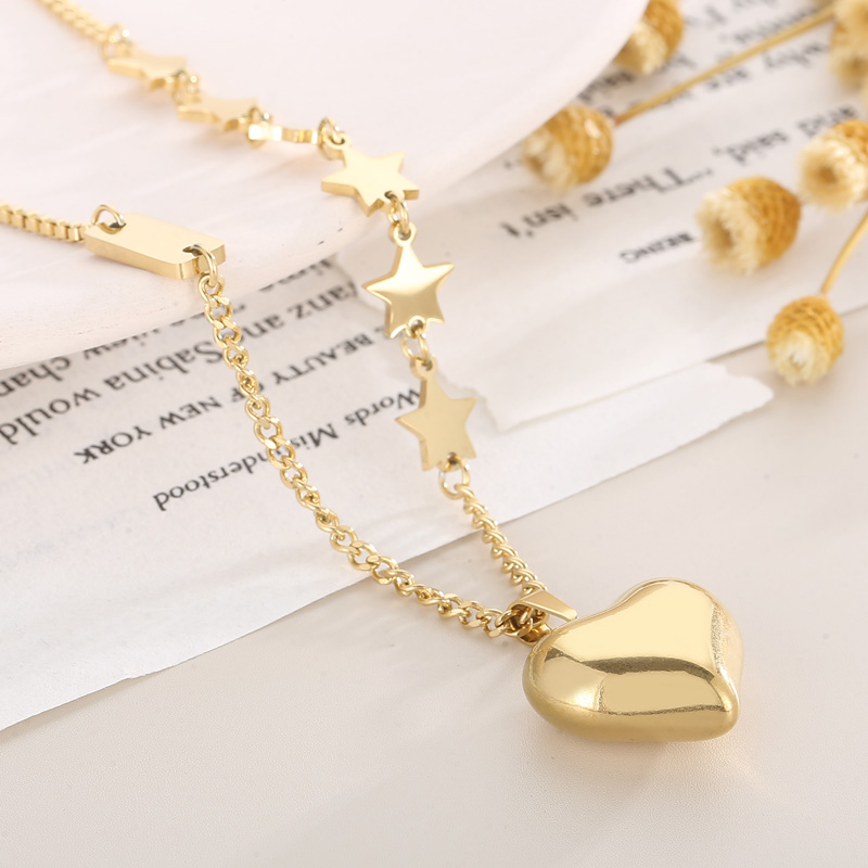Fashion Star Heart Shape Titanium Steel Plating Pendant Necklace 1 Piece display picture 6