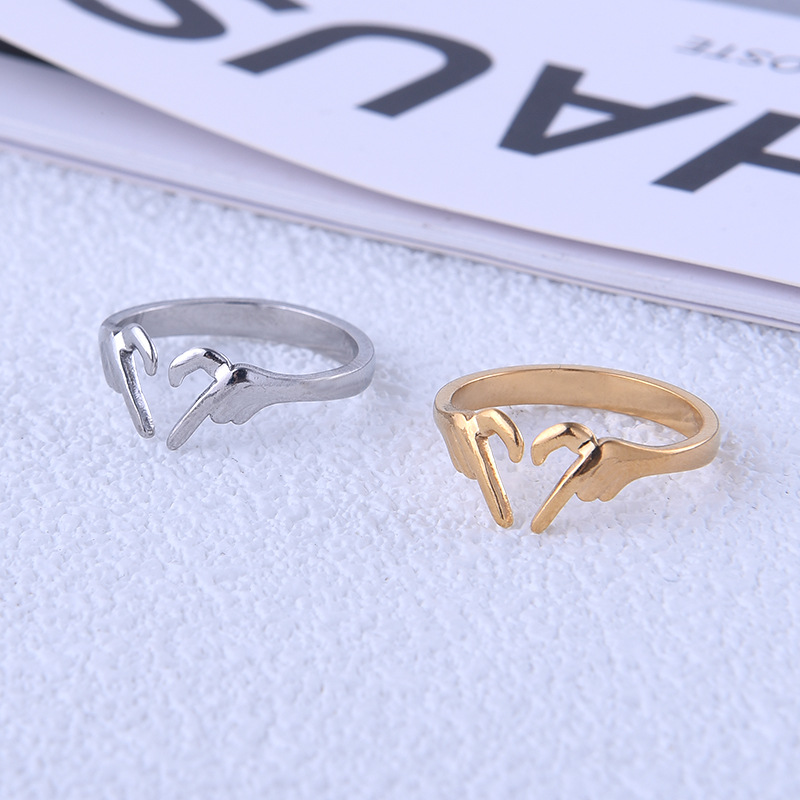 304 Stainless Steel 18K Gold Plated IG Style Plating Gesture Heart Shape Open Rings display picture 4