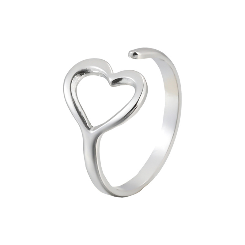 Sweet Simple Style Heart Shape Stainless Steel Plating Hollow Out Open Rings display picture 2