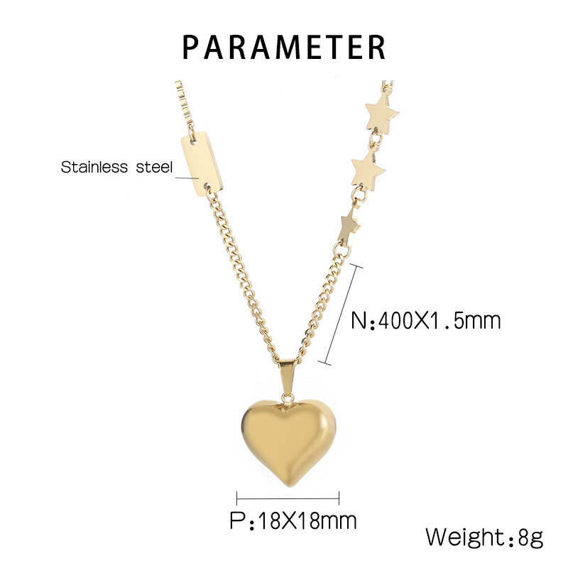 Fashion Star Heart Shape Titanium Steel Plating Pendant Necklace 1 Piece display picture 11