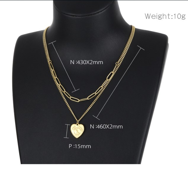 Fashion Heart Shape Titanium Steel Layered Necklace display picture 6