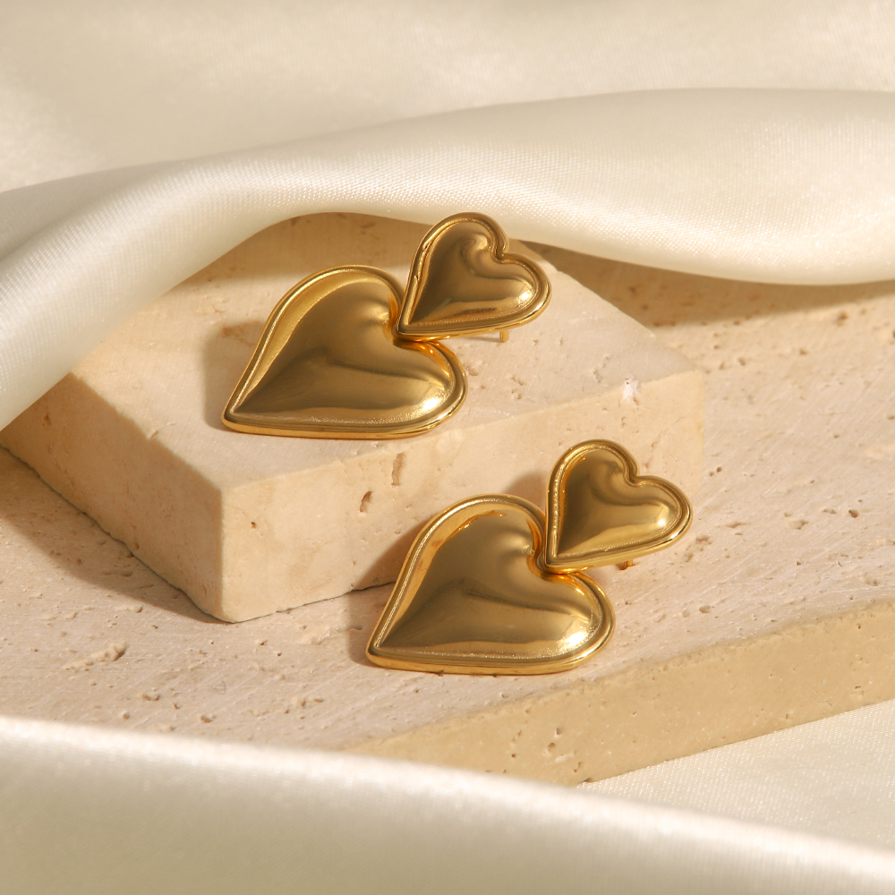 Simple Style Heart Shape Stainless Steel Plating Drop Earrings 1 Pair display picture 4