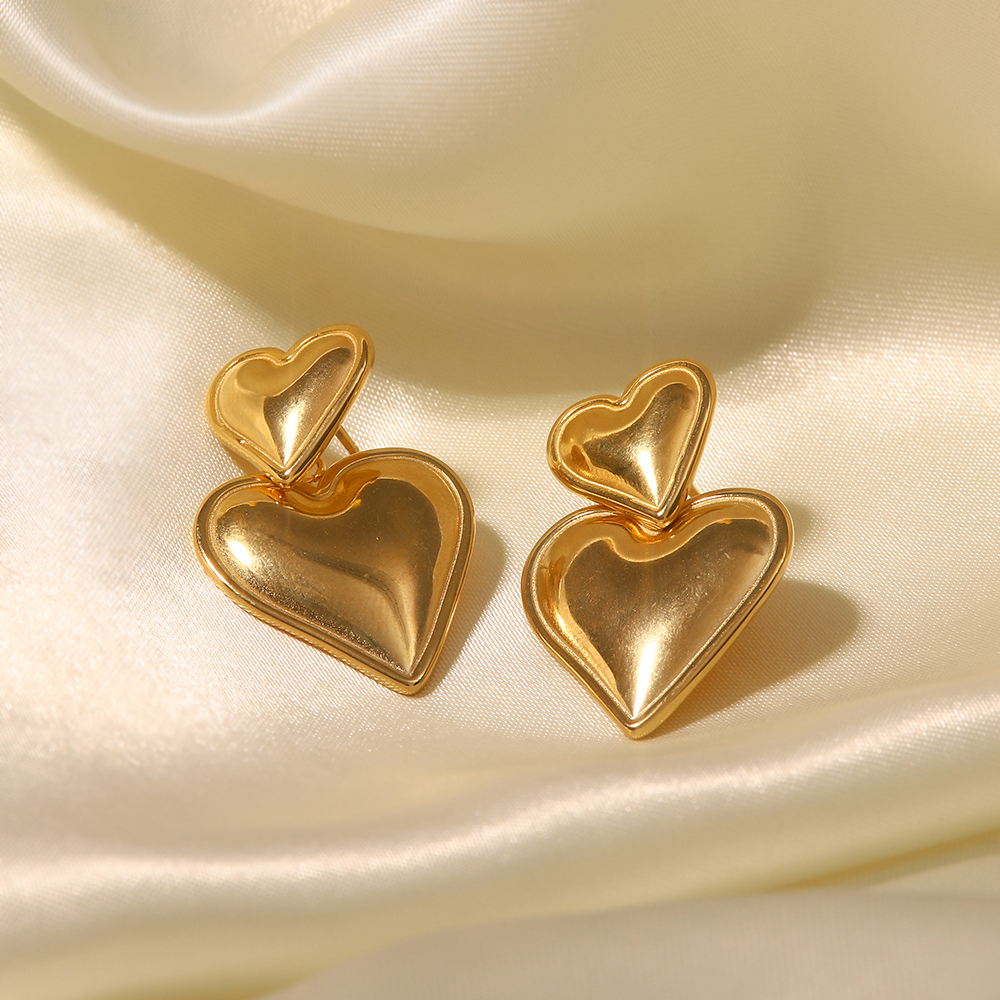 Simple Style Heart Shape Stainless Steel Plating Drop Earrings 1 Pair display picture 5