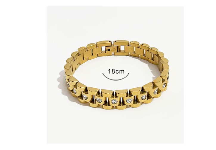Fashion Circle Titanium Steel Plating Inlay Rhinestones Bracelets 1 Piece display picture 5