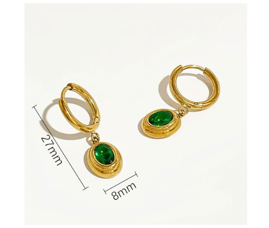 Fashion Oval Stainless Steel Plating Inlay Zircon Drop Earrings 1 Pair display picture 6