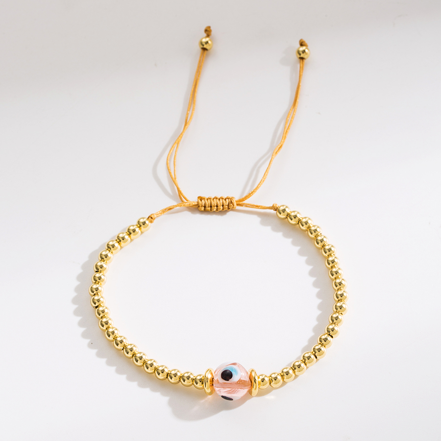 Retro Devil's Eye 18k Gold Plated Rope Copper Wholesale Drawstring Bracelets display picture 3
