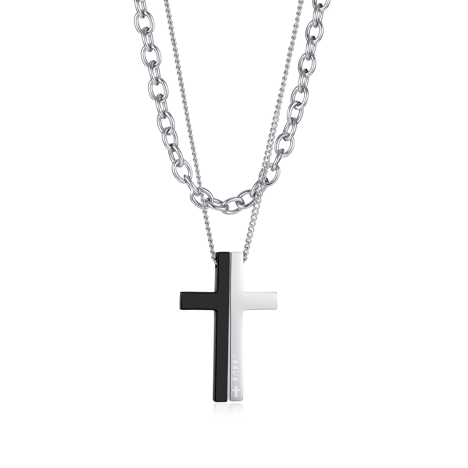 1 Piece Hip-hop Cross Stainless Steel Men's Necklace display picture 2