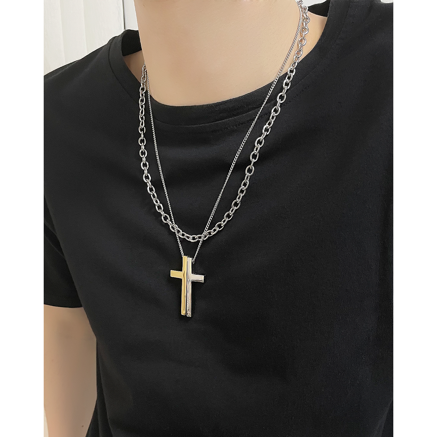 1 Piece Hip-hop Cross Stainless Steel Men's Necklace display picture 6