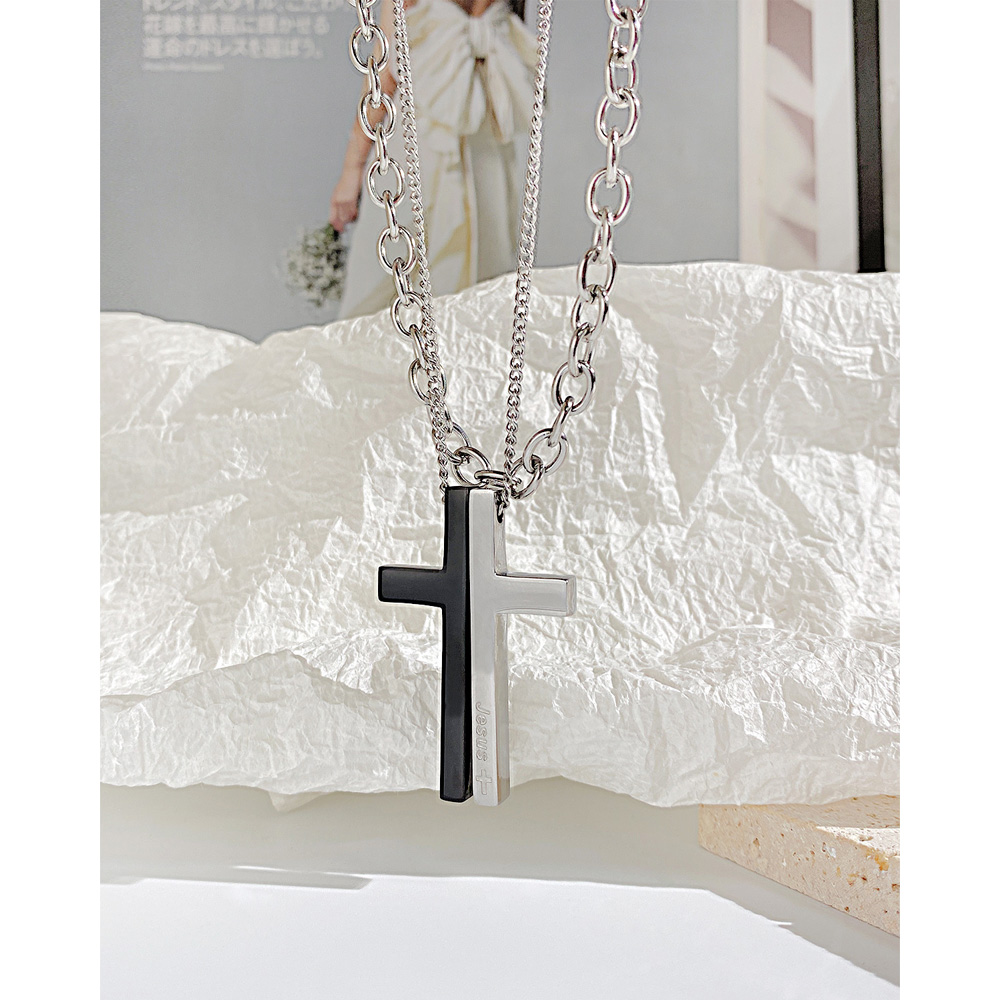 1 Piece Hip-hop Cross Stainless Steel Men's Necklace display picture 4