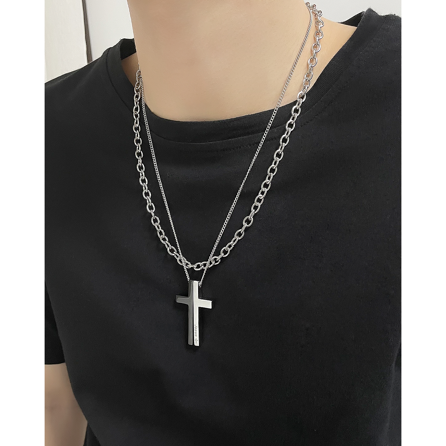 1 Piece Hip-hop Cross Stainless Steel Men's Necklace display picture 7
