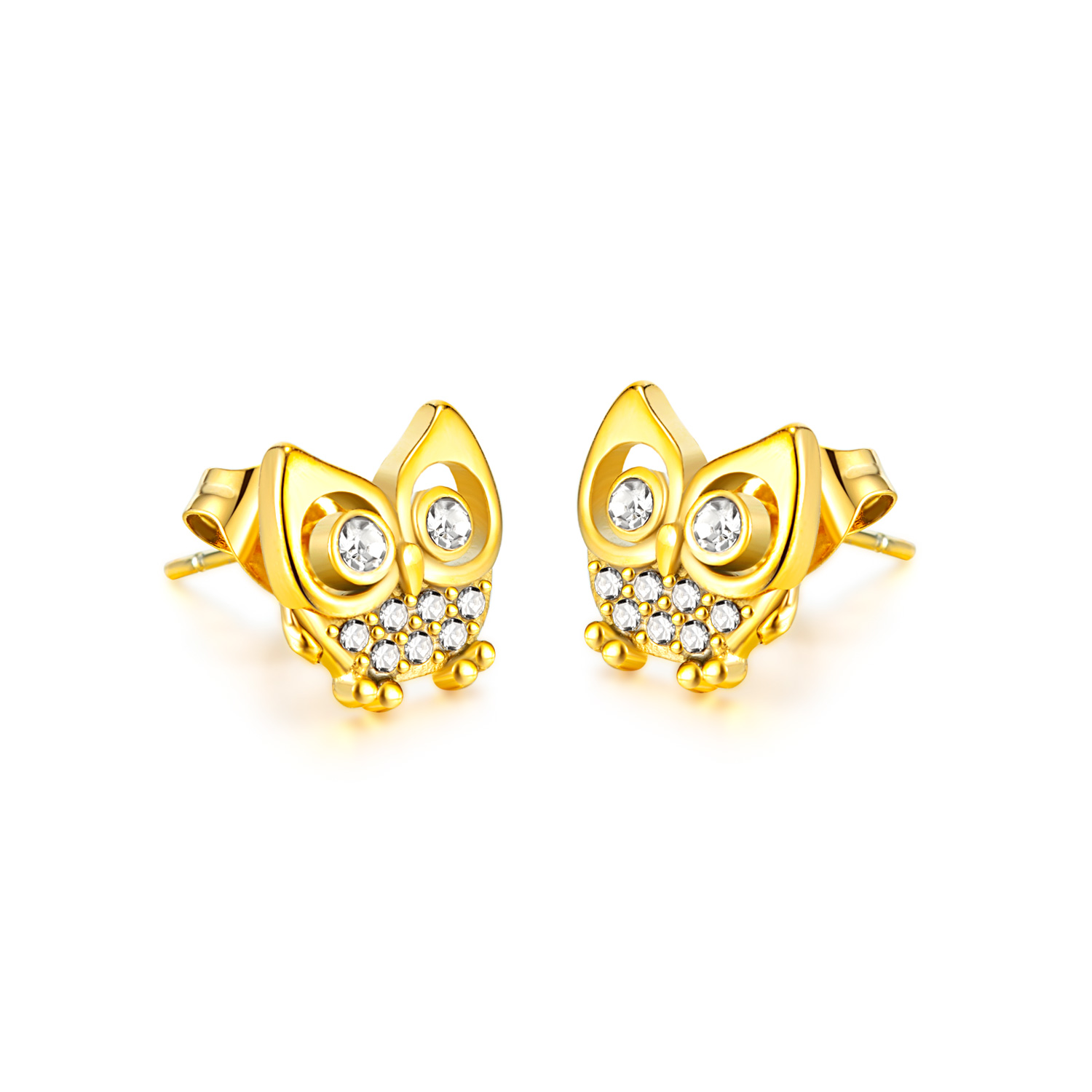 Fashion Owl Stainless Steel Inlay Zircon Ear Studs 1 Pair display picture 3