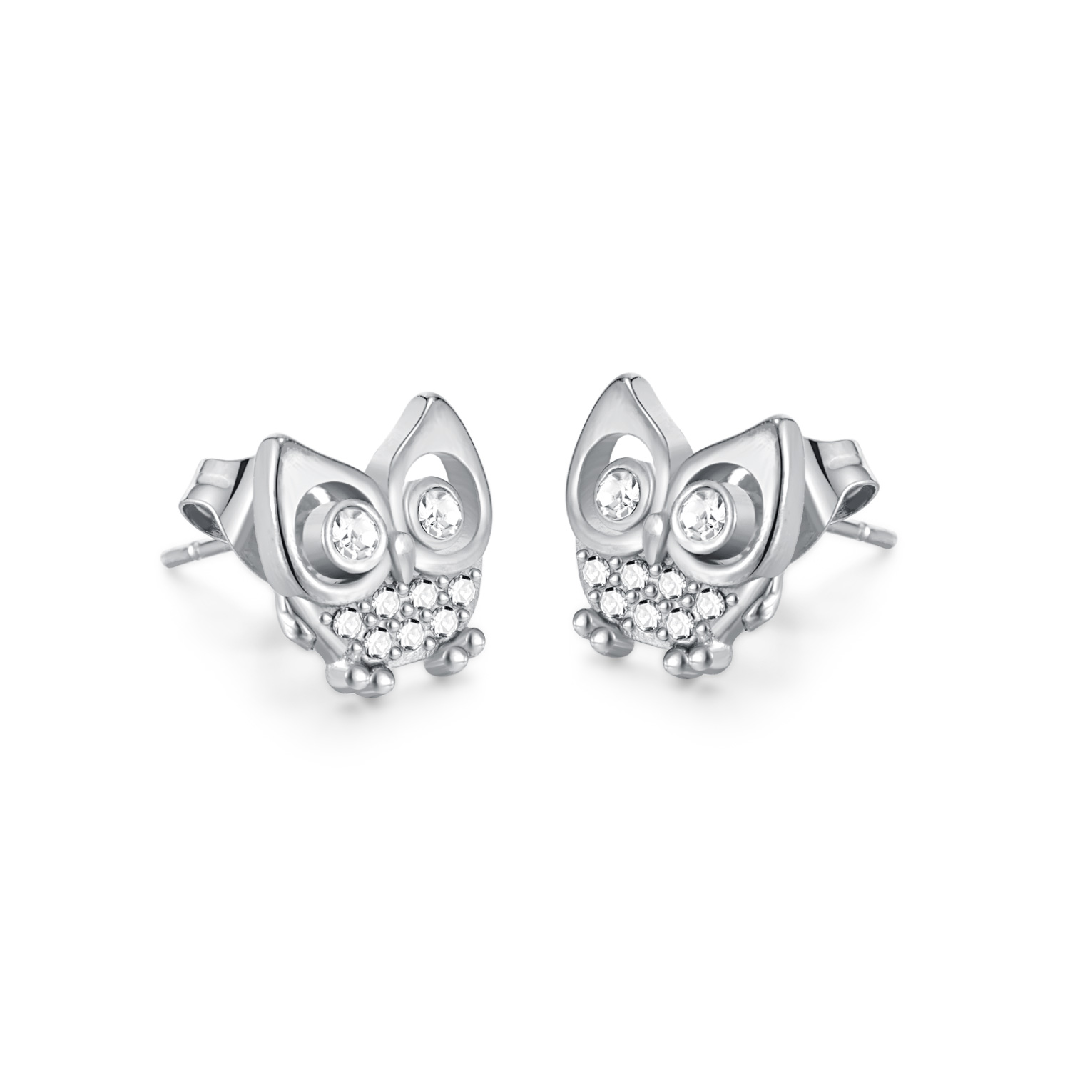 Fashion Owl Stainless Steel Inlay Zircon Ear Studs 1 Pair display picture 1