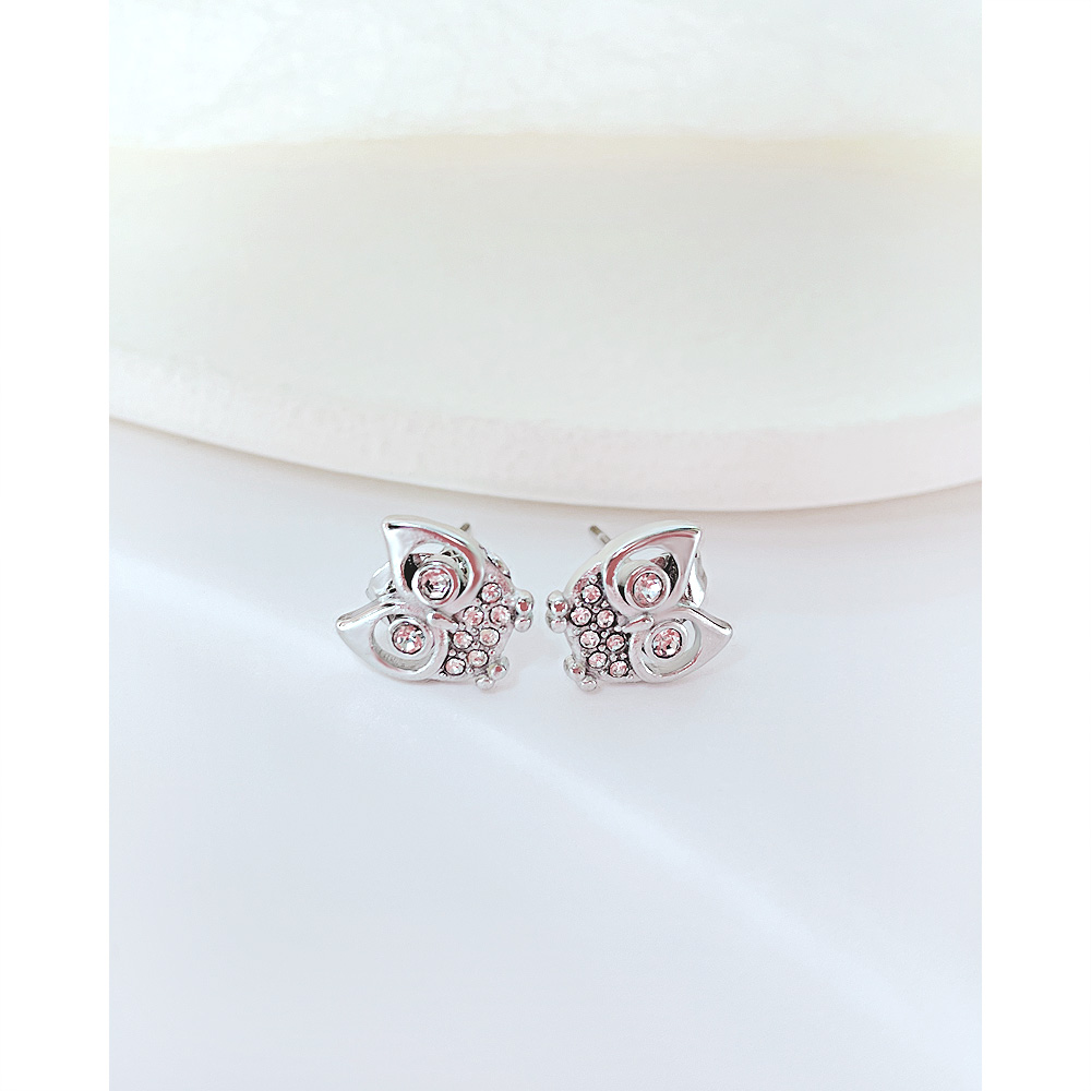Fashion Owl Stainless Steel Inlay Zircon Ear Studs 1 Pair display picture 7